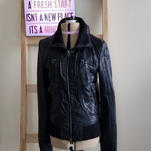 High Collared Pleather Moto Jacket